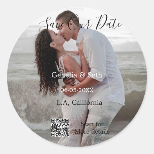 Einfacher minimaler QR-Scan-Code mit Details zum D Runder Aufkleber (Vorderseite)