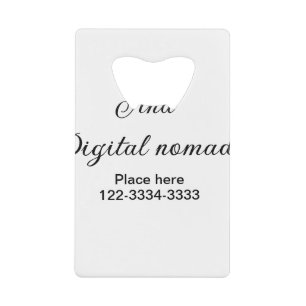 Einfacher minimaler Text für Namen Ort Telefon Geldbeutel Flaschenöffner