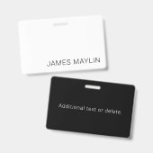 Einfacher minimalistischer editierbarer Name oder Ausweis (Vorder- & Rückseite)