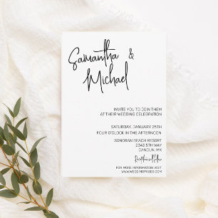 Einfacher Minimalistischer Kalligraphie-HochzeitMi Einladung