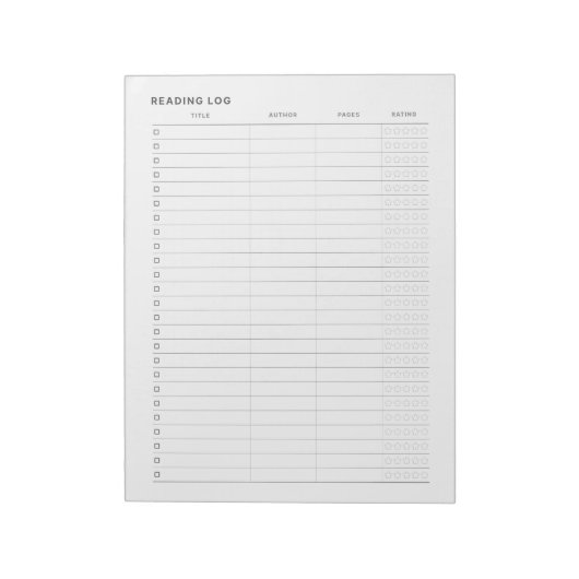 Einfacher minimalistischer Leselog Notizblock (Rotiert)