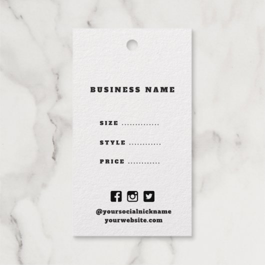 Einfacher Minimalistischer Logo-Preis Geschenkanhänger (Rückseite)