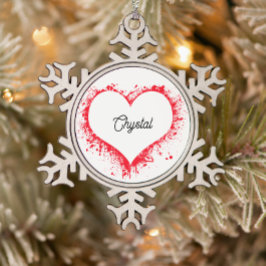 Einfacher minimalistischer personalisierter Name Schneeflocken Zinn-Ornament
