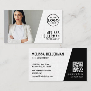 Einfacher minimalistischer QR-Code-Foto-Logo Visitenkarte