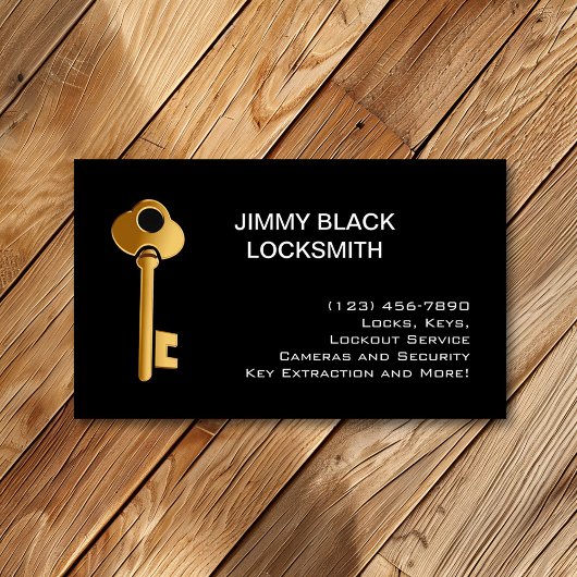 Einfacher Minimalistischer Schlossgoldschlüssel Visitenkarte