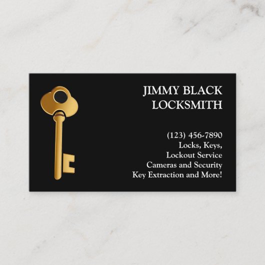 Einfacher Minimalistischer Schlossgoldschlüssel Visitenkarte (Vorderseite)