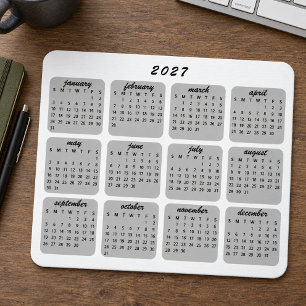 Einfacher minimalistischer schwarzer Kalender auf Mousepad