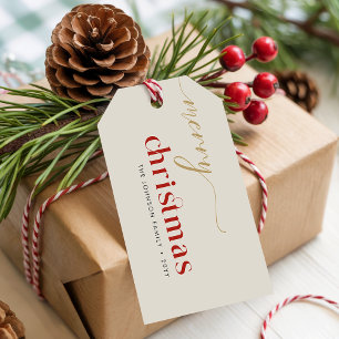 Einfacher minimalistischer Weihnachtsfamilienname Geschenkanhänger
