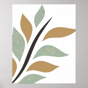 Einfacher Mintgrün- und Gold-Zweig-Kunststoffdruck Poster