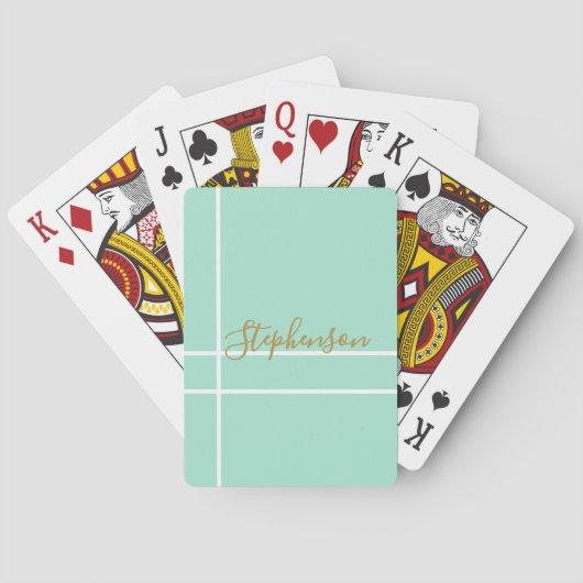 Einfacher mintgrüner minimalistischer benutzerdefi spielkarten (Rückseite)