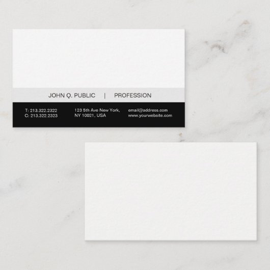 Einfacher moderner beruflicher Schwarz-weißer Visitenkarte (Vorne/Hinten)