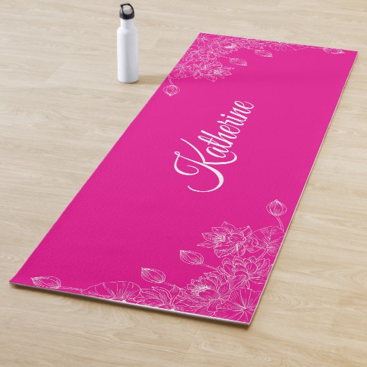 Einfacher moderner Blumenname in Schrift mit Hot P Yogamatte (Beispiel)