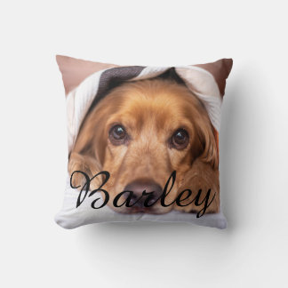 Einfacher moderner eleganter schicker Name und Fot Kissen