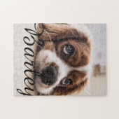Einfacher moderner eleganter schicker Name und Fot Puzzle (Horizontal)