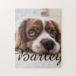 Einfacher moderner eleganter schicker Name und Fot Puzzle