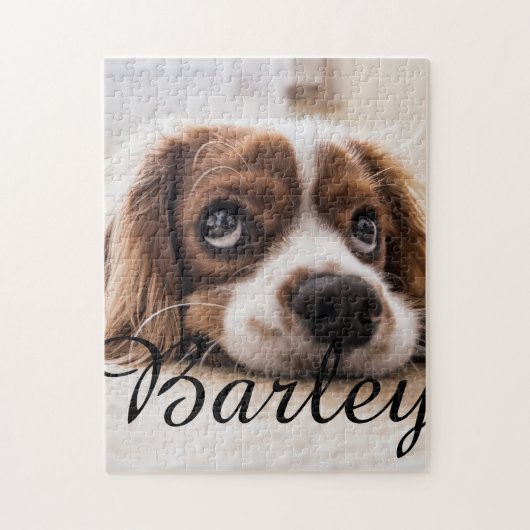 Einfacher moderner eleganter schicker Name und Fot Puzzle (Vertikal)