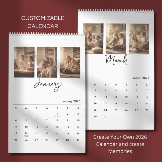 Einfacher moderner Fotokalender Kalender