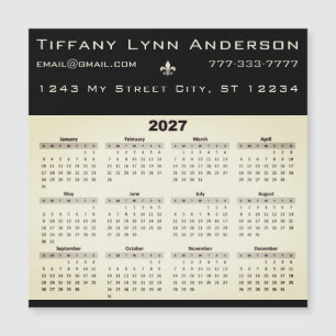Einfacher moderner Kalender Schwarz und Elfenbeinb Magnetkarte