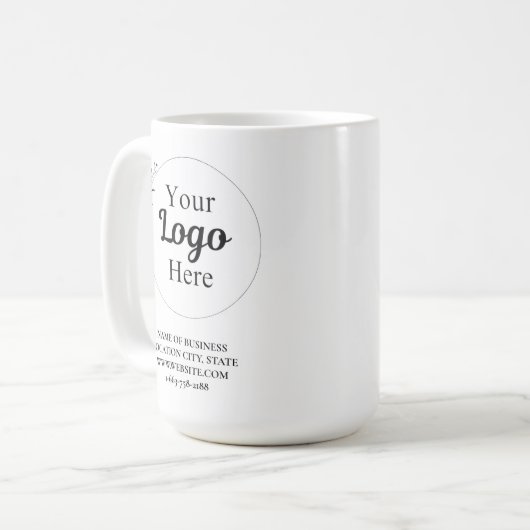 Einfacher, moderner Logo-QR-Code und Text-Business Kaffeetasse (Vorderseite Links)