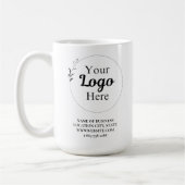 Einfacher, moderner Logo-QR-Code und Text-Business Kaffeetasse (Links)