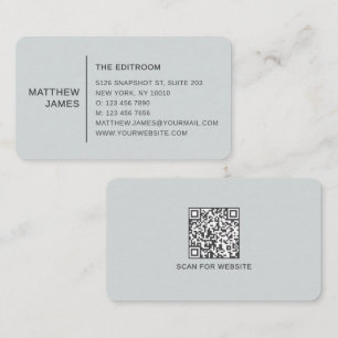 Einfacher moderner minimaler grauer QR-Code Visitenkarte
