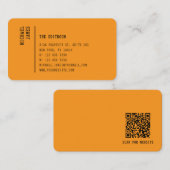 Einfacher moderner minimaler orangefarbener QR-Cod Visitenkarte (Vorne/Hinten)