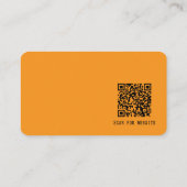 Einfacher moderner minimaler orangefarbener QR-Cod Visitenkarte (Rückseite)