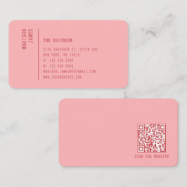 Einfacher moderner minimaler rosa QR-Code Visitenkarte