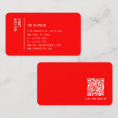 Einfacher moderner minimaler roter QR-Code Visitenkarte (Vorne/Hinten)