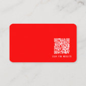 Einfacher moderner minimaler roter QR-Code Visitenkarte (Rückseite)