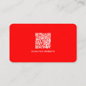 Einfacher moderner minimaler roter weißer QR-Code Visitenkarte (Rückseite)