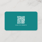 Einfacher moderner minimaler türkiser QR-Code Visitenkarte (Rückseite)