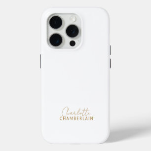 Einfacher moderner minimalistischer goldener Name iPhone 15 Pro Hülle