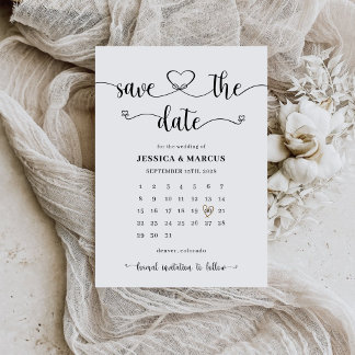 Einfacher moderner minimalistischer Kalender | Fot Save The Date