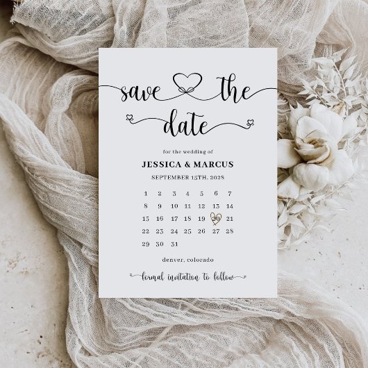 Einfacher moderner minimalistischer Kalender | Fot Save The Date