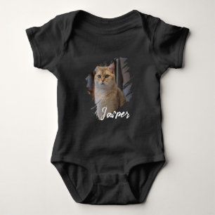 Einfacher moderner Name und Foto des Haustiers Baby Strampler