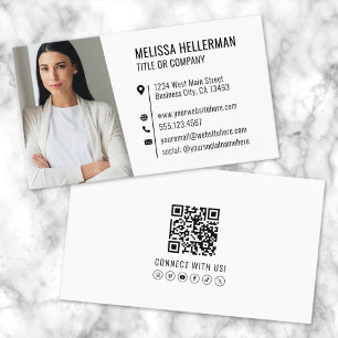Einfacher moderner professioneller QR-Code Foto Visitenkarte