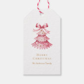 Einfacher moderner rustikaler rosa Weihnachtsbaum Geschenkanhänger (Vorderseite)