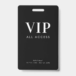 Einfacher Moderner Schwarzer VIP All Access Pass E Ausweis