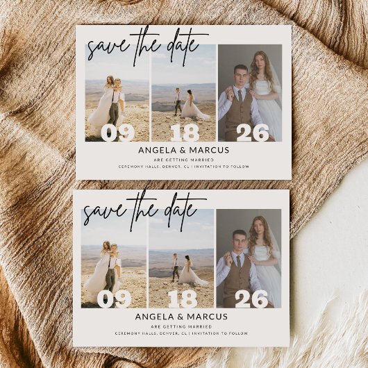 Einfacher moderner Text und horizontales Foto | Ho Save The Date