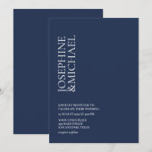 Einfacher moderner Vorname Navy Blau Einladung (Vorne/Hinten)