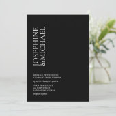 Einfacher moderner Vorname Schwarzweiß  Einladung (Stehend Vorderseite)