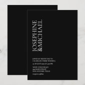 Einfacher moderner Vorname Schwarzweiß  Einladung (Vorne/Hinten)