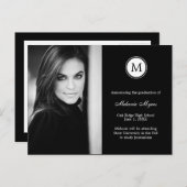 Einfacher monogramm EDITABLE-COLOR-Abschluss Postc Ankündigungspostkarte (Vorne/Hinten)
