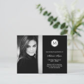 Einfacher monogramm EDITABLE-COLOR-Abschluss Postc Ankündigungspostkarte (Stehend Vorderseite)