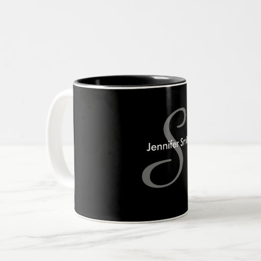 Einfacher Monogramm-Entwurf Zweifarbige Tasse (Vorderseite Links)
