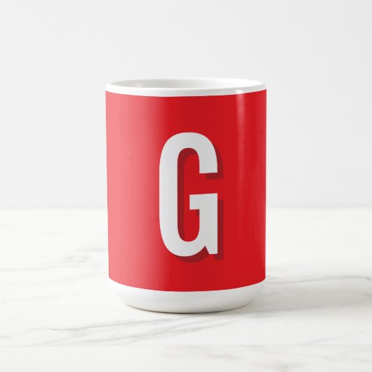 Einfacher Monogramm-Initialbuchstabe Rot Weiß Kaffeetasse (Mittel)