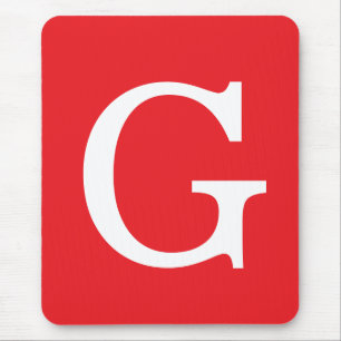 Einfacher Monogramm-Initialenbuchstabe Rot Weiß Mousepad