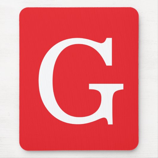 Einfacher Monogramm-Initialenbuchstabe Rot Weiß Mousepad (Vorne)