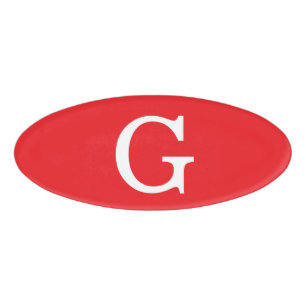Einfacher Monogramm-Initialenbuchstabe Rot Weiß Namenschild